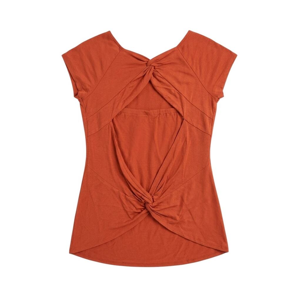 Habitual NWT Twist Front & Back Cap Sleeve Top Girls 14 Rust Rayon